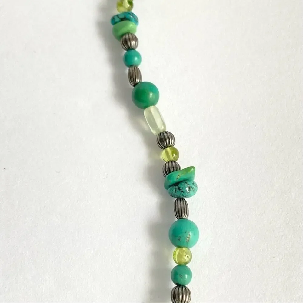 Carolyn Pollack Turquoise Nugget Necklace Gemstone Bead Sterling‎ Silver 16” 20”